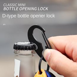 Black beetle EDC multi-function D-type metal climbing buckle bottle opener spring hook hook quick release key ring