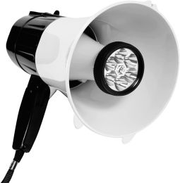 Megaphone Handheld with LED lights Bullhorn Cheer Loudspeaker Bull Horn Speaker Megaphono Siren Torch Flashlight Sling Strap Portable 5Core 148 LED