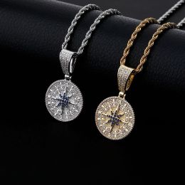 Compass Compass Pendant Full Of Zircon Hip-hop Pendant Hiphop Personality Hipster Men And Women Necklace Jewelry (select: KOJ-gold)
