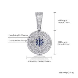 Compass Compass Pendant Full Of Zircon Hip-hop Pendant Hiphop Personality Hipster Men And Women Necklace Jewelry (select: KOJ-silver)