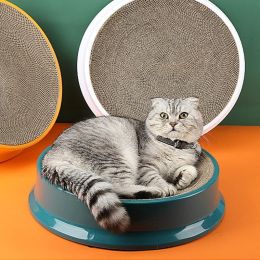 Compass Round Cat Scratching Board Kitten Claws Grinding Corrugated Scratcher Scratch-Resistant Cat Litter Pet (Color: White)