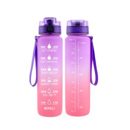 32OZ Space Cup 1000ml Plastic Water Bottle Cycling Sports Water Cup Wholesale Convenient Walking Drinking Bottle LOGO (colour: Purple orange)