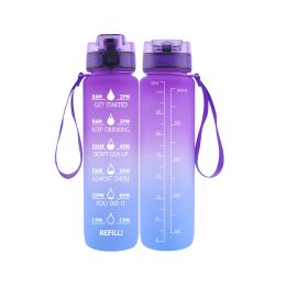 32OZ Space Cup 1000ml Plastic Water Bottle Cycling Sports Water Cup Wholesale Convenient Walking Drinking Bottle LOGO (colour: Purple blue)