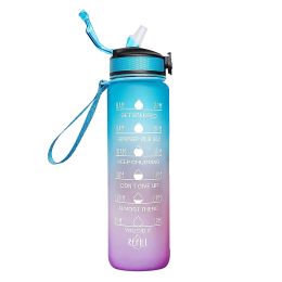 Outdoor gradient tritan large capacity plastic straw sports water cup portable fitness water bottle space cup wholesale (colour: 1000ml blue purple gradient)