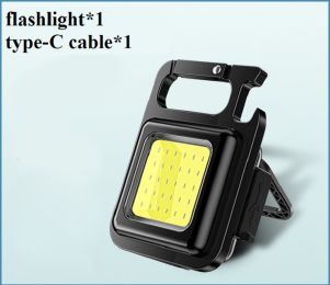 Mini Portable Flashlight Rechargeable Glare COB Keychain Light LED Work Light USB Charge Emergency Lamps Outdoor Camping Light (Type: Flashlight)