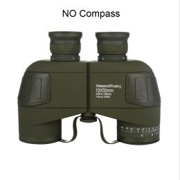 HD 10X50 High Power Binoculars with Rangefinder Compass for Hunting Boating Bird Watching Nitrogen Floating Waterproof (Color: NO Compass Green)