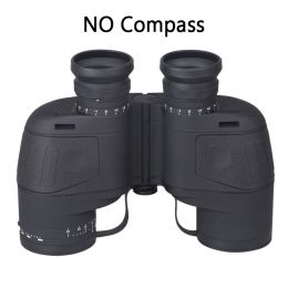 HD 10X50 High Power Binoculars with Rangefinder Compass for Hunting Boating Bird Watching Nitrogen Floating Waterproof (Color: NO Compass Black)