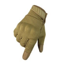 Men Riding Gloves Cycling Bike Full Finger Motos Racing Gloves Antiskid Screen Touch Outdoor Sports Tactical Gloves Protect Gear (Color: Khaki)