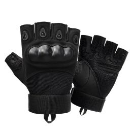 Half Finger Men's Gloves Outdoor Military Tactical Gloves Sports Shooting Hunting Airsoft Motorcycle Cycling Gloves (Color: Black)