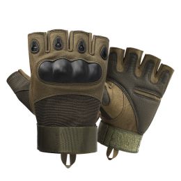 Half Finger Men's Gloves Outdoor Military Tactical Gloves Sports Shooting Hunting Airsoft Motorcycle Cycling Gloves (Color: Army Green)