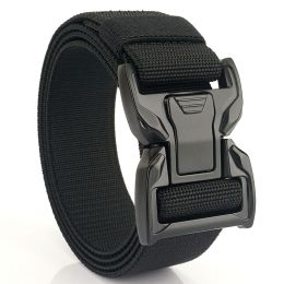 New quick release button tactical nylon belt; working clothes; outdoor training belt; casual men's belt; wholesale by manufacturers (colour: black)