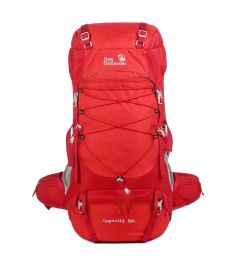 Large Capacity Nylon Backpack as a Hiking Backpack for Camping Trips (Color: Red)