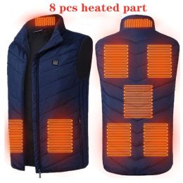 Areas Heated Vest Men Women Electric Jacket Thermal Heating Tactical Veste Chauffante (Color: 8 Pcs Heated Blue)