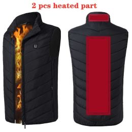 Areas Heated Vest Men Women Electric Jacket Thermal Heating Tactical Veste Chauffante (Color: 2 Pcs Heated Black)