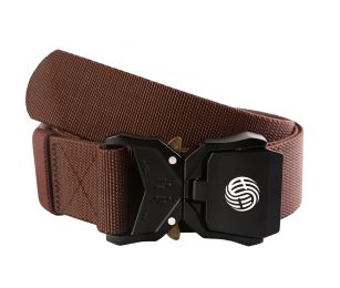 Quick Release Buckle Tactical Belt Military Hiking Rigger Nylon Web Work Belt Heavy Duty Work Belt Stretch Strap ((Coffee) (Color: coffee)