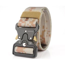 Hefujufang Men's Tactical Belt Military Camouflage Style Nylon Belts Webbing Belt with Heavy-Duty Quick-Release Buckle (colour: Desert camouflage)