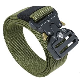 Hefujufang Men's Tactical Belt Military Camouflage Style Nylon Belts Webbing Belt with Heavy-Duty Quick-Release Buckle (colour: Army Green)