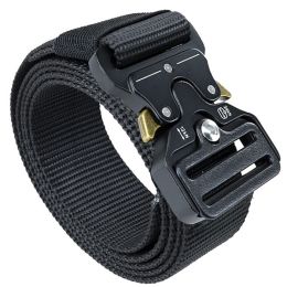 Hefujufang Men's Tactical Belt Military Camouflage Style Nylon Belts Webbing Belt with Heavy-Duty Quick-Release Buckle (colour: black)