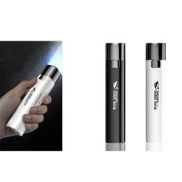 Mini Portable LED Flashlight with Power Bank, USB Rechargeable (Color: Black)