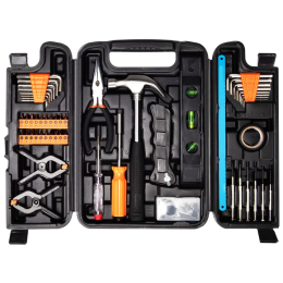General Household Hand Tool Set with Tool Box Storage Case (Color: Black)