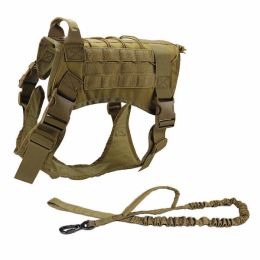Tactical Dog Vest Harness Military Dog Training Vest Working Dog+Leash XL (Color: As pic)