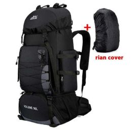 90L 80L Travel Bag Camping Backpack Hiking Army Climbing Bags (Color: dark blue 90L Bag and Cover BK)